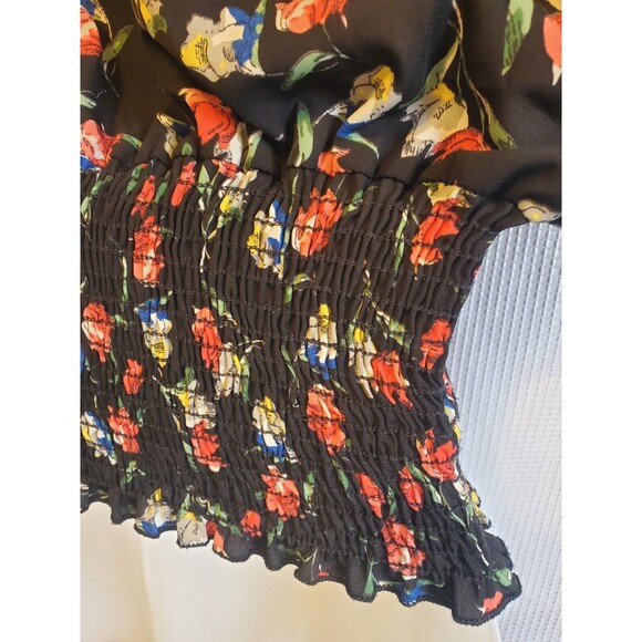 Vintage Fashion Magazine Tulip Print Off Shouldler Peasant Blouse Top Size Small - Picture 6 of 9